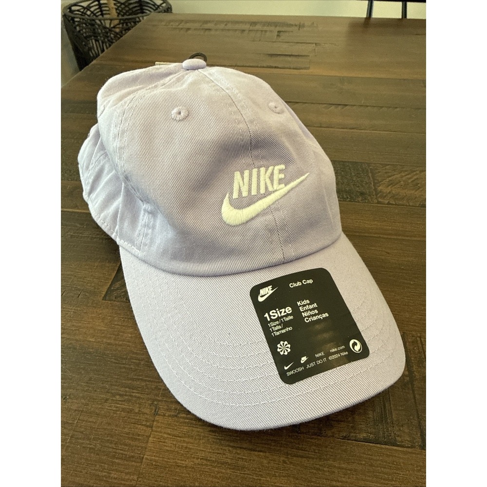 Nike Kids Club Cap Lilac Purple Adjustable Baseball Hat Strapback Girl's New
